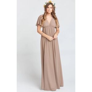 K016 Show Me Your Mumu Faye Flutter Maxi Dress - Dune Chiffon